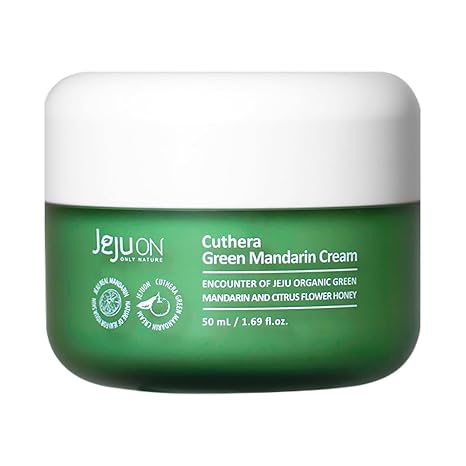 Cuthera Green Mandarin Moisturizing Cream 1.69 Fl Oz Jeju Citrus skin Soothing Vitamin Rich Hydrating, Sensitive Skin, Quick Absorption, Oil Water Balance Care, Non Irritating Korean Beauty
