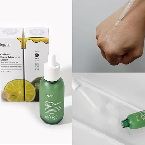Cuthera Green Mandarin Korean Serum 1.52 Fl Oz - Skin Calming, Vitamin Rich Hydrating, Moisture Retention, and Vitality Recharge with Jeju Natural Ingredients, Non Irritating, Skin Smoothing