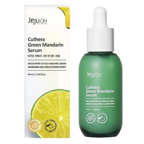 Cuthera Green Mandarin Korean Serum 1.52 Fl Oz - Skin Calming, Vitamin Rich Hydrating, Moisture Retention, and Vitality Recharge with Jeju Natural Ingredients, Non Irritating, Skin Smoothing