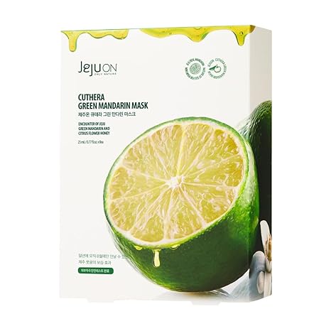 Jeju Cuthera Green Mandarin Vitamin Korea Mask Pack 0.77 Fl Oz X 8EA - Organic, Hydrating, Nourishing, Essential Oil Scented