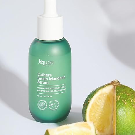 Cuthera Green Mandarin Korean Serum 1.52 Fl Oz - Skin Calming, Vitamin Rich Hydrating, Moisture Retention, and Vitality Recharge with Jeju Natural Ingredients, Non Irritating, Skin Smoothing