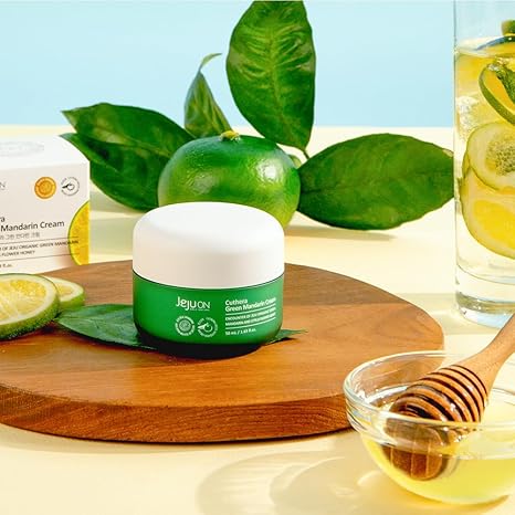 Cuthera Green Mandarin Moisturizing Cream 1.69 Fl Oz Jeju Citrus skin Soothing Vitamin Rich Hydrating, Sensitive Skin, Quick Absorption, Oil Water Balance Care, Non Irritating Korean Beauty