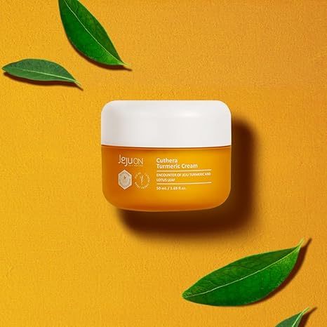 Cuthera Turmeric Korean Cream 1.69 Fl Oz - Vegan, Anti-Aging, Hydrating, Moisturizing Skincare and Jeju Natural Ingredients Turmeric, Pore care, Skin Calming