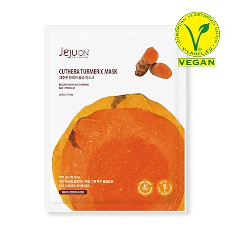 Cuthera Turmeric Korea Mask Pack 0.77 Fl Oz X 8EA - Vegan Cosmetic, Jeju Natural, Hydrating, Nourishing, Anti-Aging, Moisturizing Care