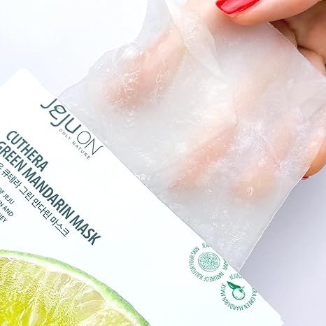 Jeju Cuthera Green Mandarin Vitamin Korea Mask Pack 0.77 Fl Oz X 8EA - Organic, Hydrating, Nourishing, Essential Oil Scented