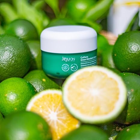 Cuthera Green Mandarin Moisturizing Cream 1.69 Fl Oz Jeju Citrus skin Soothing Vitamin Rich Hydrating, Sensitive Skin, Quick Absorption, Oil Water Balance Care, Non Irritating Korean Beauty