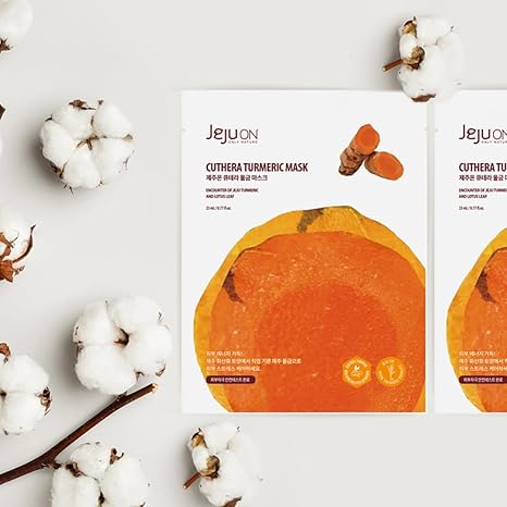 Cuthera Turmeric Korea Mask Pack 0.77 Fl Oz X 8EA - Vegan Cosmetic, Jeju Natural, Hydrating, Nourishing, Anti-Aging, Moisturizing Care