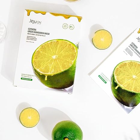 Jeju Cuthera Green Mandarin Vitamin Korea Mask Pack 0.77 Fl Oz X 8EA - Organic, Hydrating, Nourishing, Essential Oil Scented