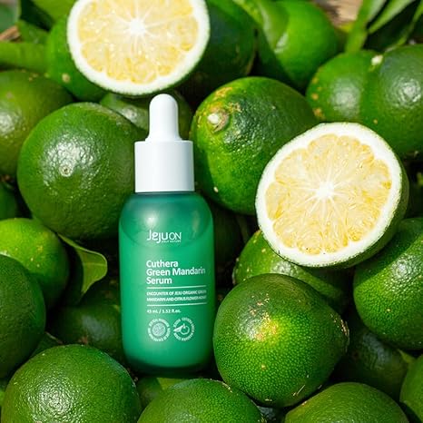 Cuthera Green Mandarin Korean Serum 1.52 Fl Oz - Skin Calming, Vitamin Rich Hydrating, Moisture Retention, and Vitality Recharge with Jeju Natural Ingredients, Non Irritating, Skin Smoothing